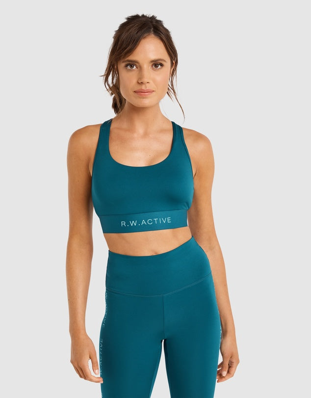 ROCKWEAR Blue/Green Hi Sprint Sports bra (AU 8) and leggings (AU