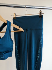ROCKWEAR Blue/Green Hi Sprint Sports bra (AU 8) and leggings (AU 8) set