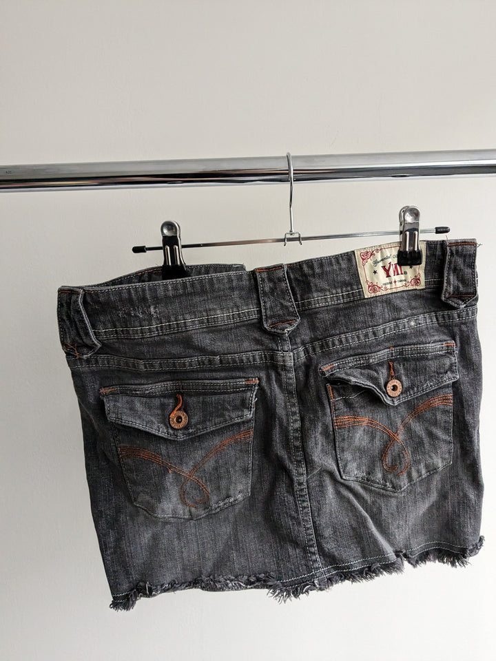 Urban Outfitters Vintage Remade Recycled Grey Denim Skirt By Ymi - S