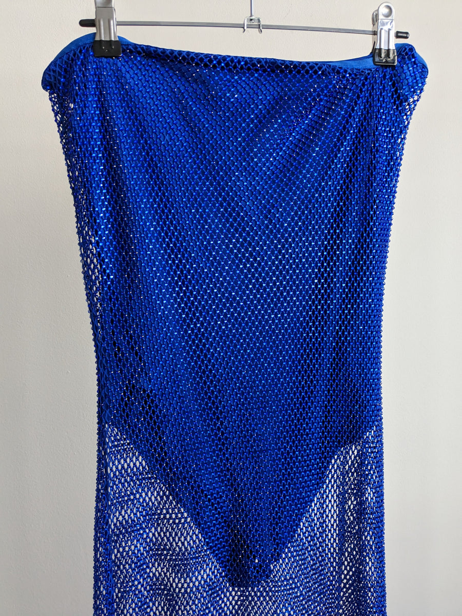 Meshki Blue Nima Diamante Chain Midi Dress - M/L