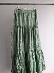 Runaway Light Green 2-piece Long Ruffle Maxi Skirt (L) & Crop Top (M) set