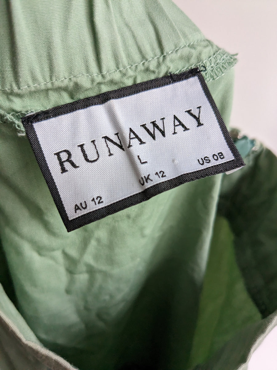 Runaway Light Green 2-piece Long Ruffle Maxi Skirt (L) & Crop Top (M) set