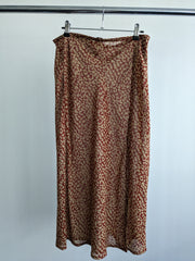 Dont Ask Amanda Red Beige Leopard Print Sheer Midi Skirt - S/M
