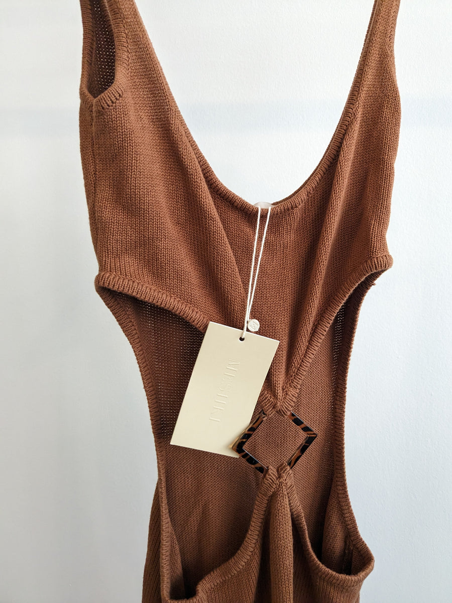Meshki Desert Marle Brown Yasmin Cut Out Knit Dress - S