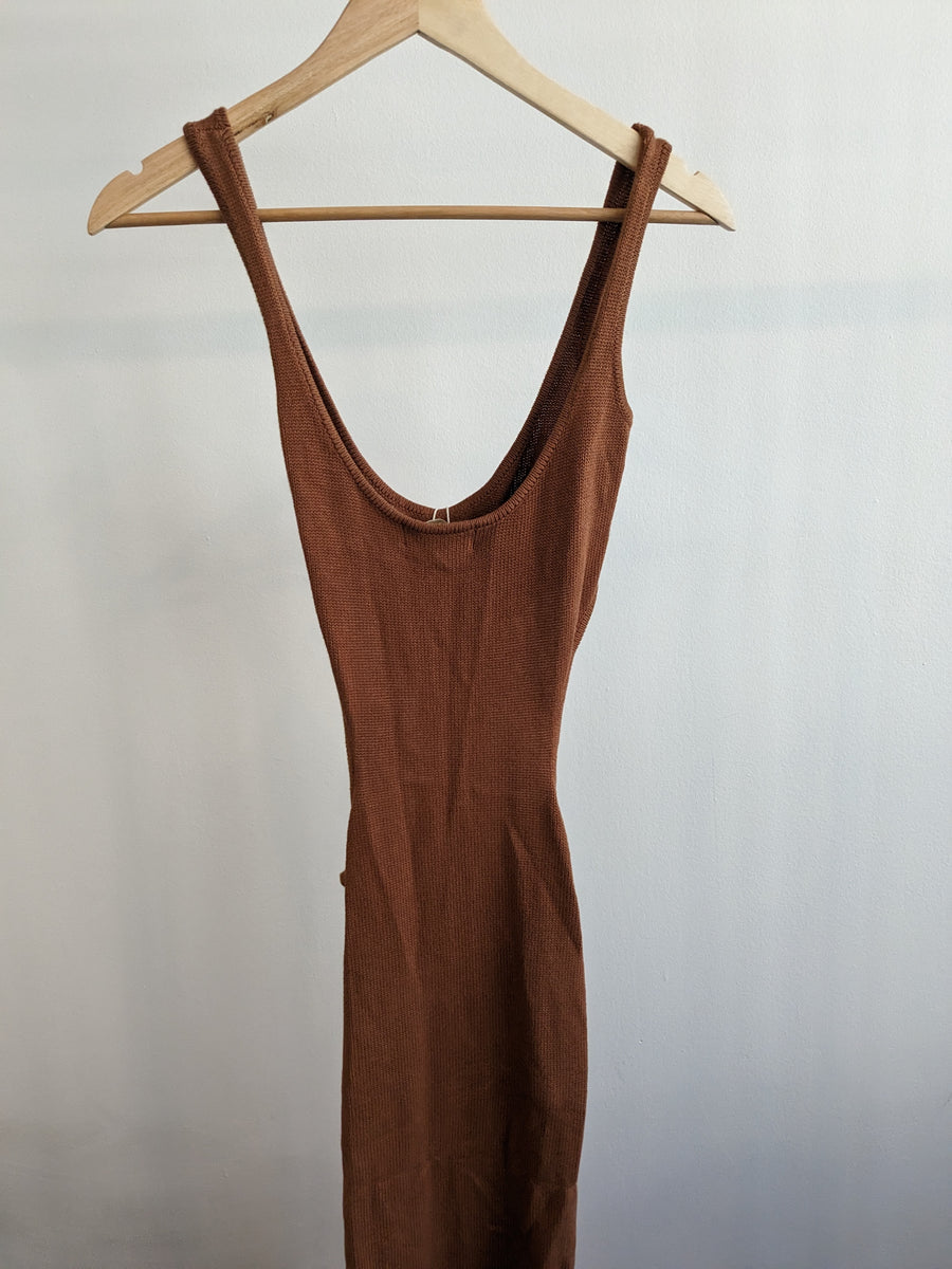 Meshki Desert Marle Brown Yasmin Cut Out Knit Dress - S