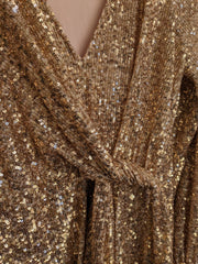 Shona Joy Golden Sequin Mini Dress - S