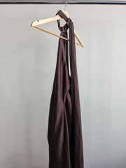 House of CB Brown Silky Midi Dress - XS