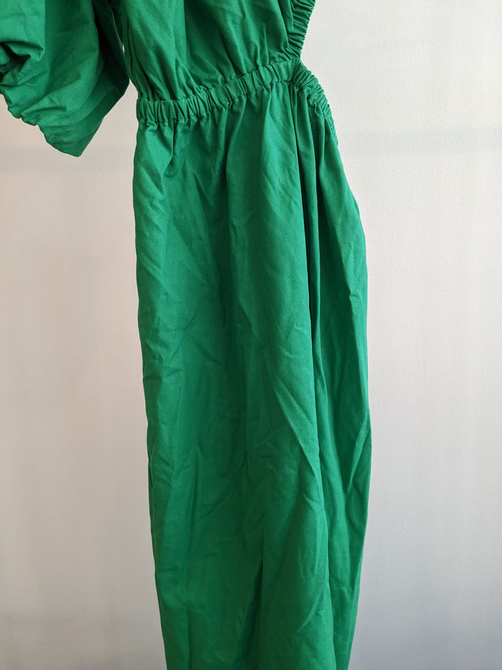 TUSSAH Green Maxi One Balloon Shoulder Dress - AU 10
