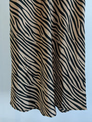 Alice In The Eve Black And Beige Stripe Midi Satin Skirt - M
