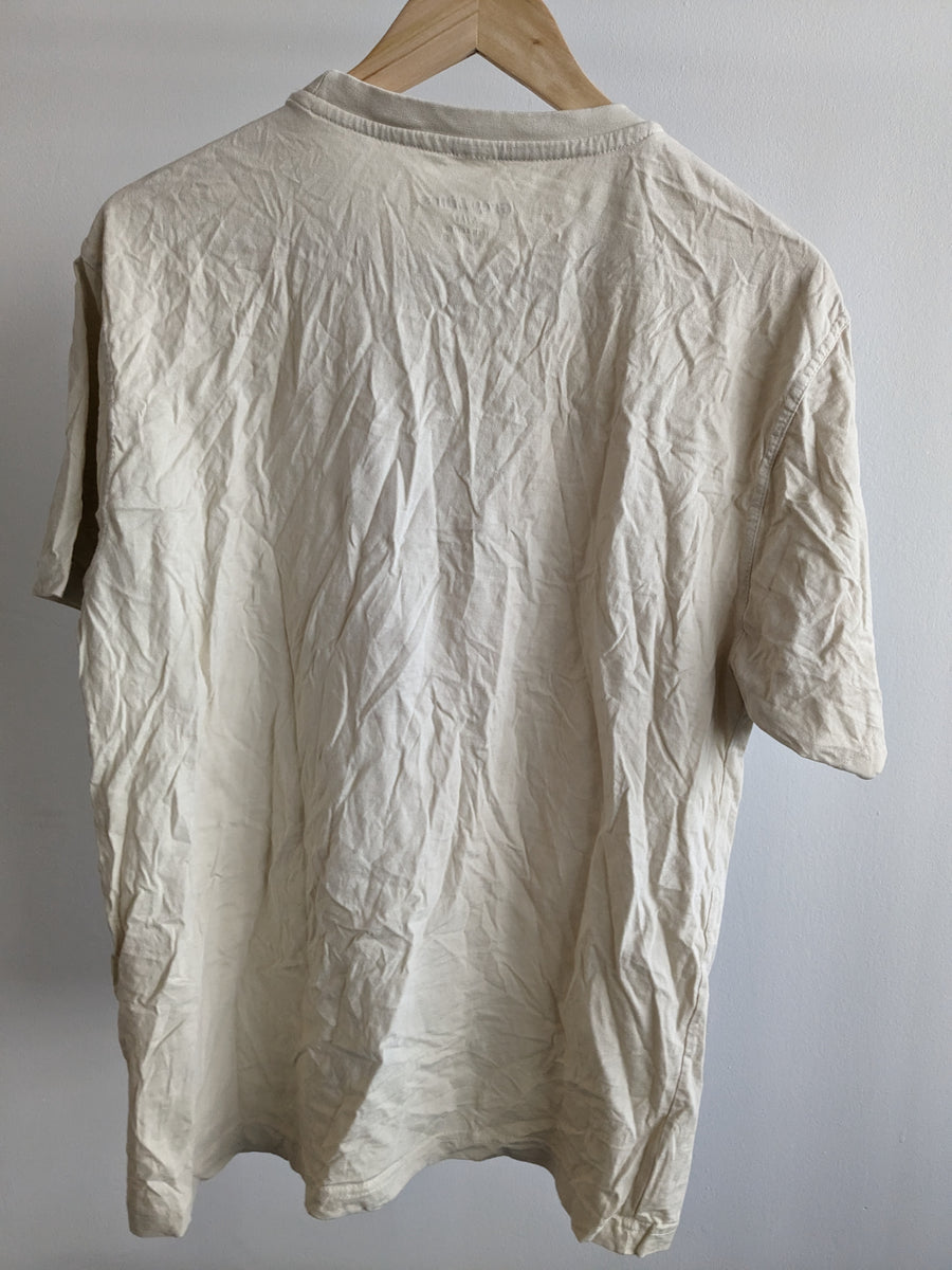 Grey Lines Beige Logo T-Shirt - S/M