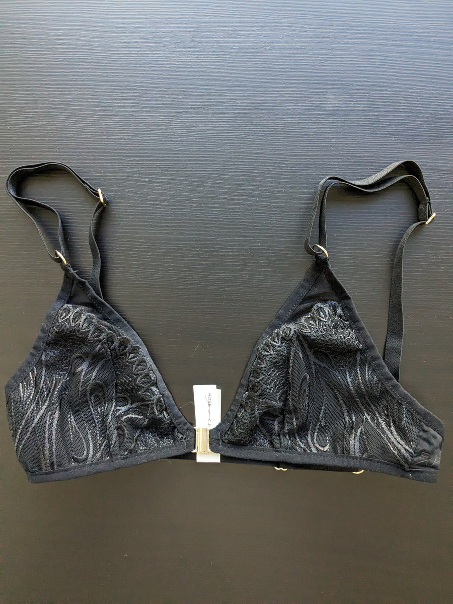 Rose and Bare Black Lace Bralette - XS