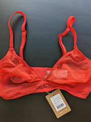 NALA Flame Orange Flossy Mesh Triangle Wirefree Bralette - XS