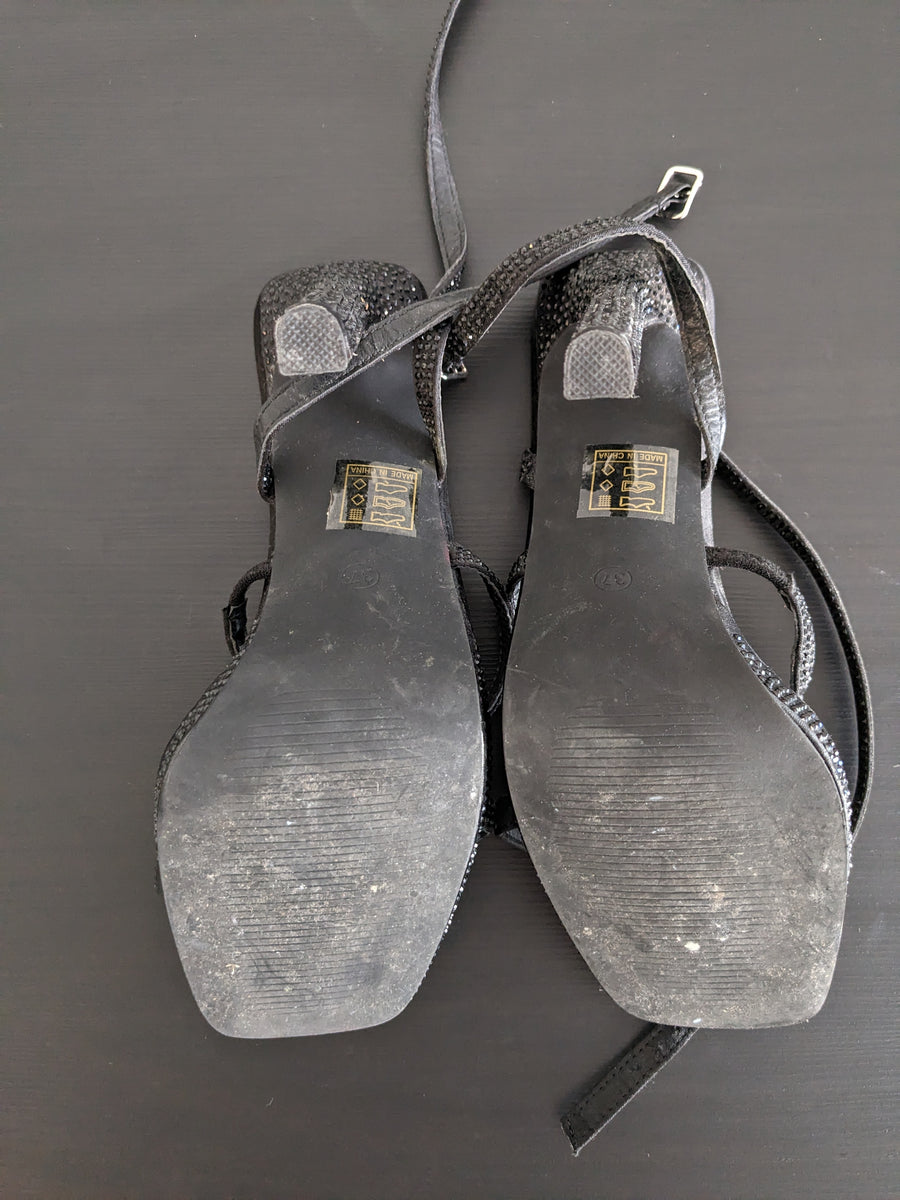Meshki Black Diamante Heels - 37