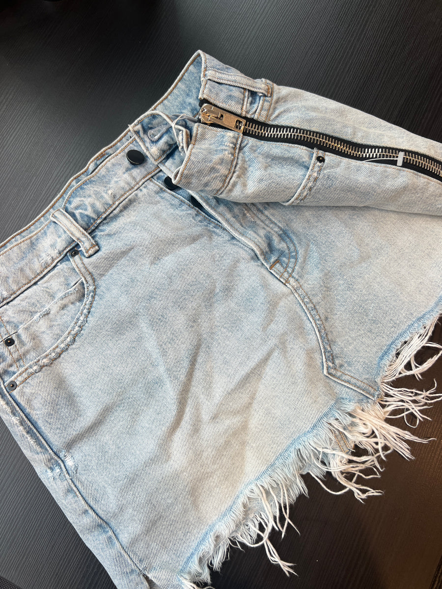 Alexander Wang denim side zipper mini skirt - 27