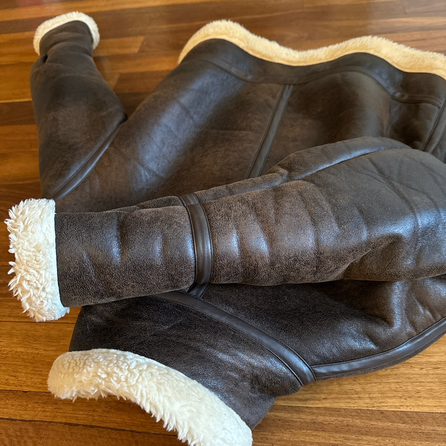Zara faux shearling brown jacket with beige furry inside - S