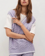 MANGO oversized fit knitted purple lavender vest (current collection) - XS