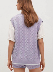 MANGO oversized fit knitted purple lavender vest (current collection) - XS