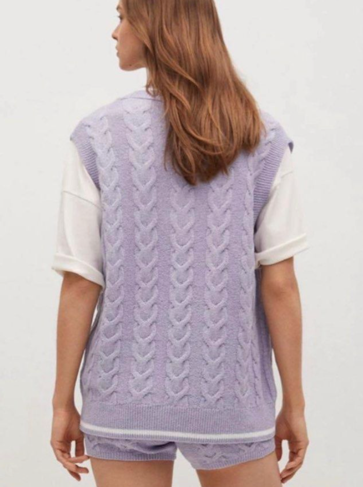 MANGO oversized fit knitted purple lavender vest (current collection) - XS