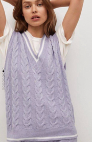 MANGO oversized fit knitted purple lavender vest (current collection) - XS