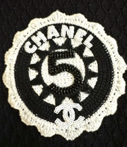 Chanel 23' Mini Black Knit Chanel 5 Logo Dress - 36 FR