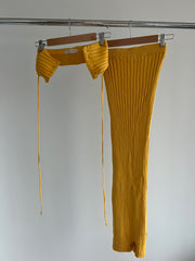 Meshki Yellow Bralette And Midi Skirt Knit Set - Should Fit Size S