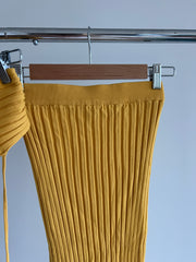 Meshki Yellow Bralette And Midi Skirt Knit Set - Should Fit Size S