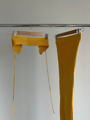 Meshki Yellow Bralette And Midi Skirt Knit Set - Should Fit Size S