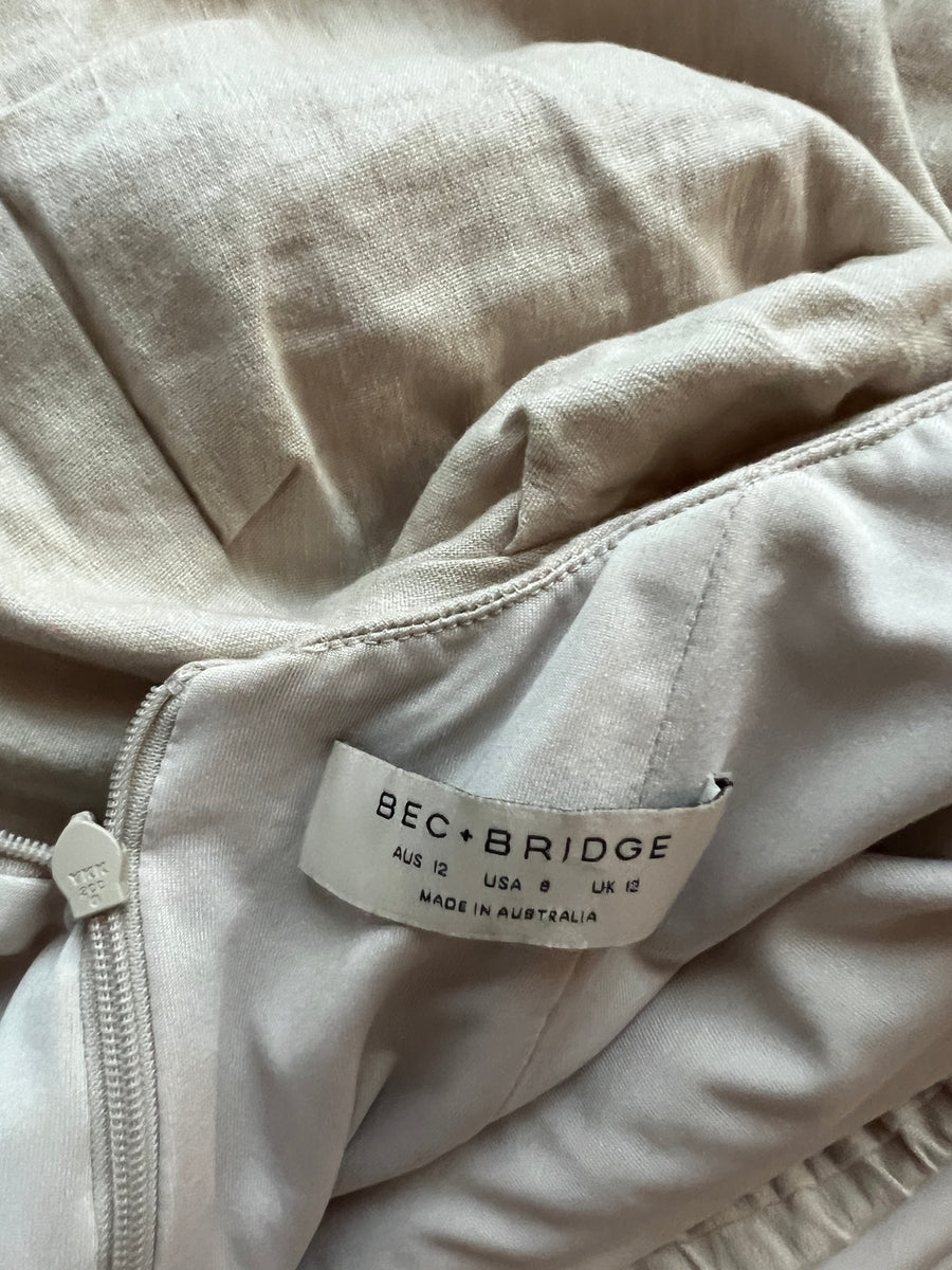Bec + Bridge Ivory 52% Linen Mini Dress - AU 12