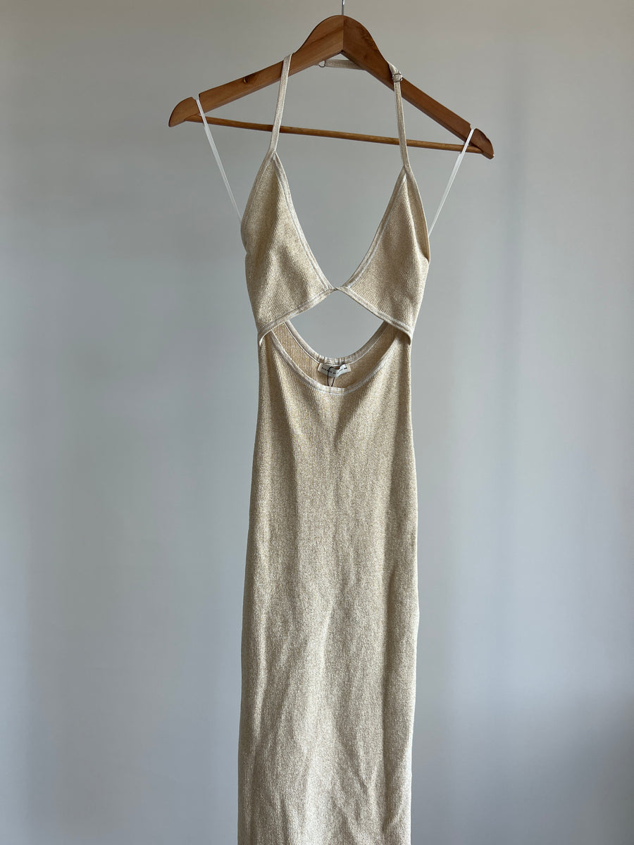 Chosen by Tuchuzy Golden Beige Knit Midi Dress - XXS