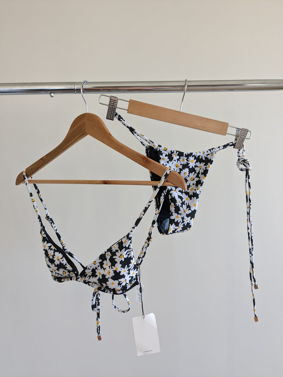 Sonya Black Midnight Daisy Bikini Top and Bottoms Set - AU 6/8