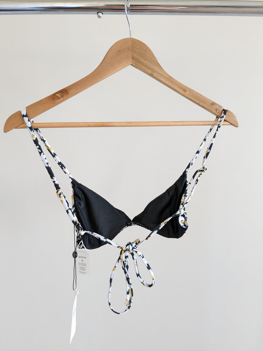 Sonya Black Midnight Daisy Bikini Top and Bottoms Set - AU 6/8