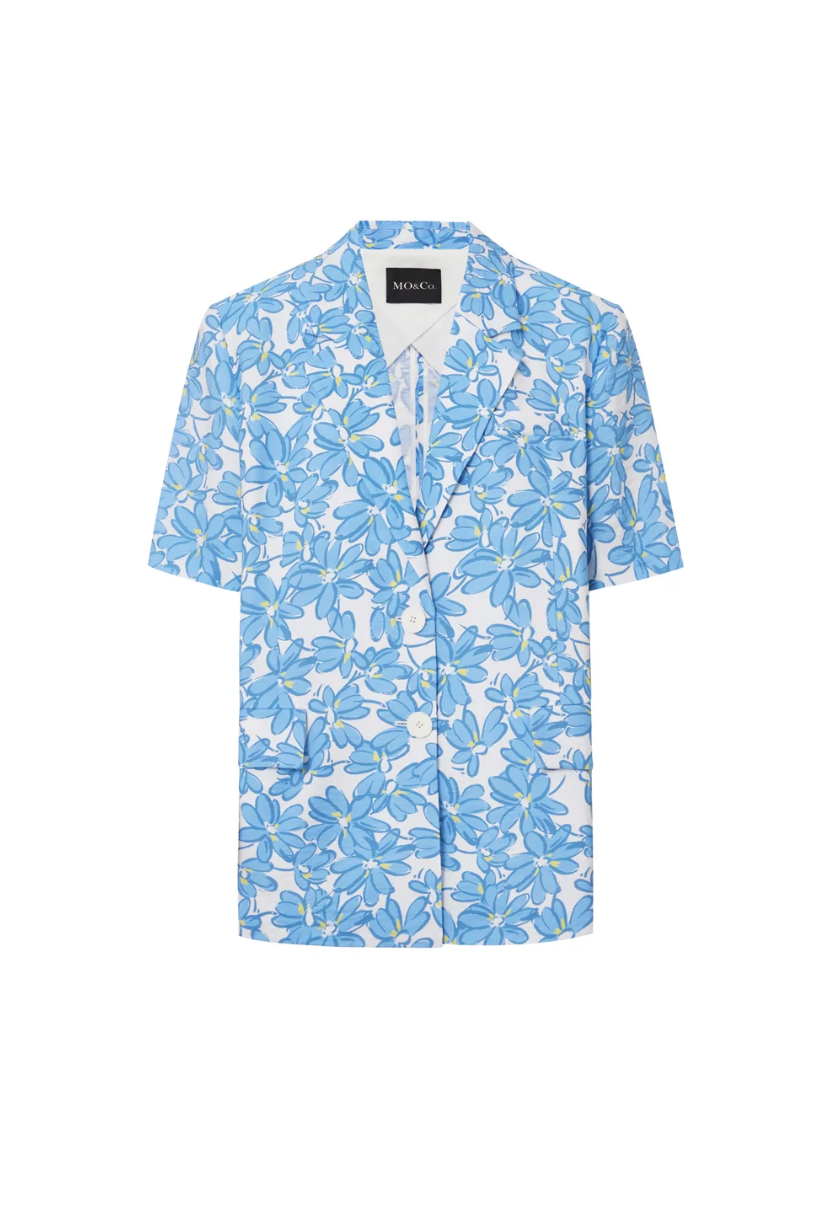 Mo&Co. Blue Floral Print Single Breast Blazer - S