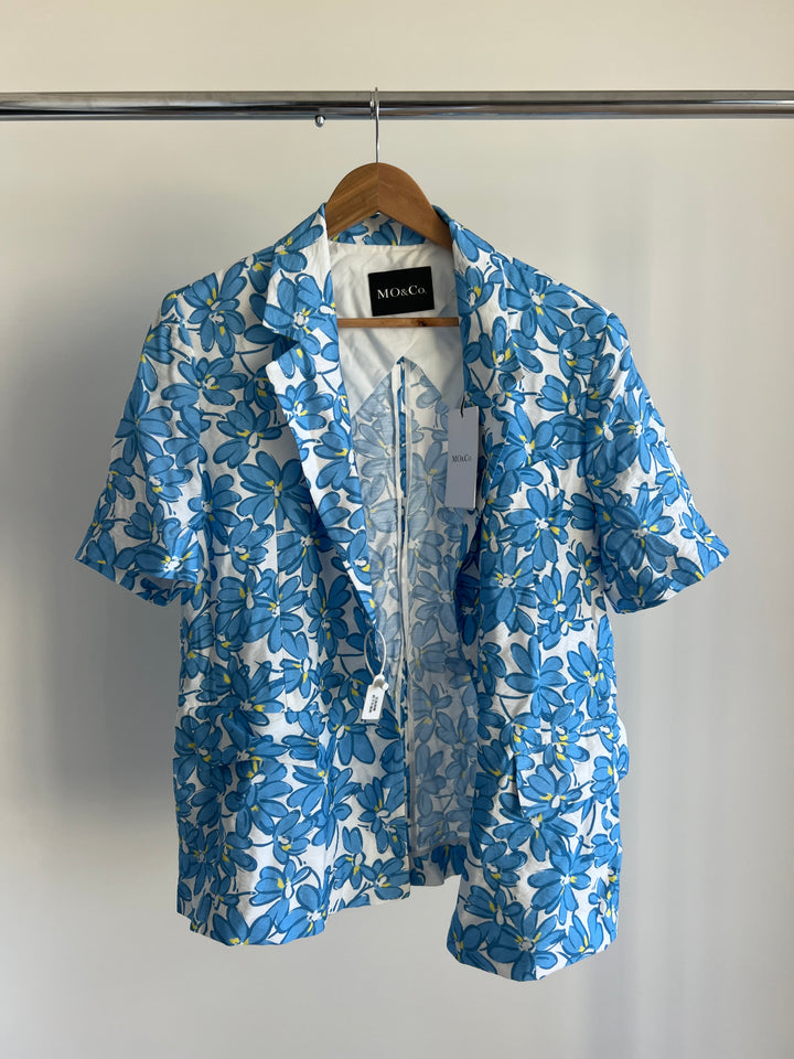 Mo&Co. Blue Floral Print Single Breast Blazer - S