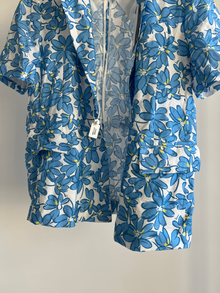 Mo&Co. Blue Floral Print Single Breast Blazer - S