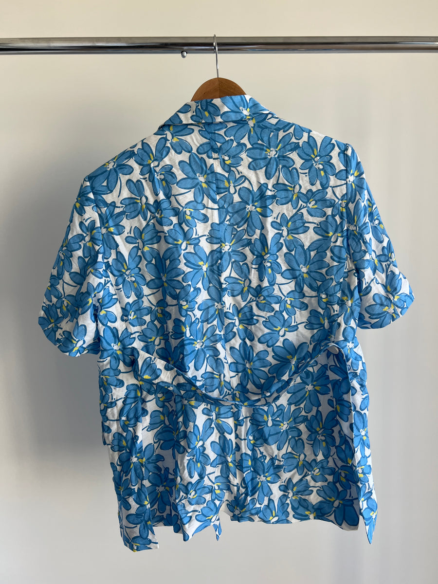 Mo&Co. Blue Floral Print Single Breast Blazer - S