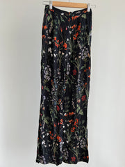 Backstage Black Asymmetric Floral Halter Neck Top (XXS) and Pants (XS) Set