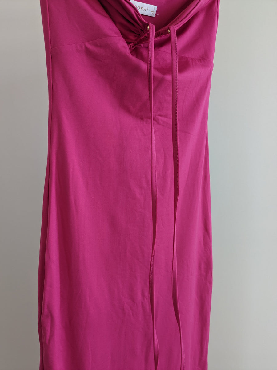 Kookai Hot Pink Stretch Sunday Halterneck Maxi Dress - Kookai 0/AU 8