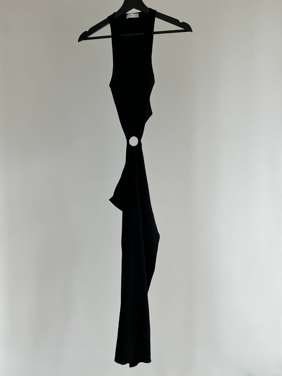 Kookai Black Ribbed Maxi Dress - Kookai 1/AU 10