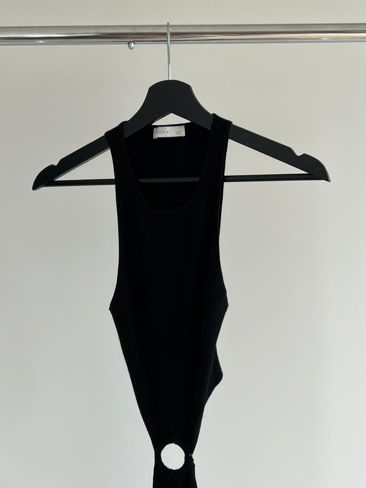 Kookai Black Ribbed Maxi Dress - Kookai 1/AU 10