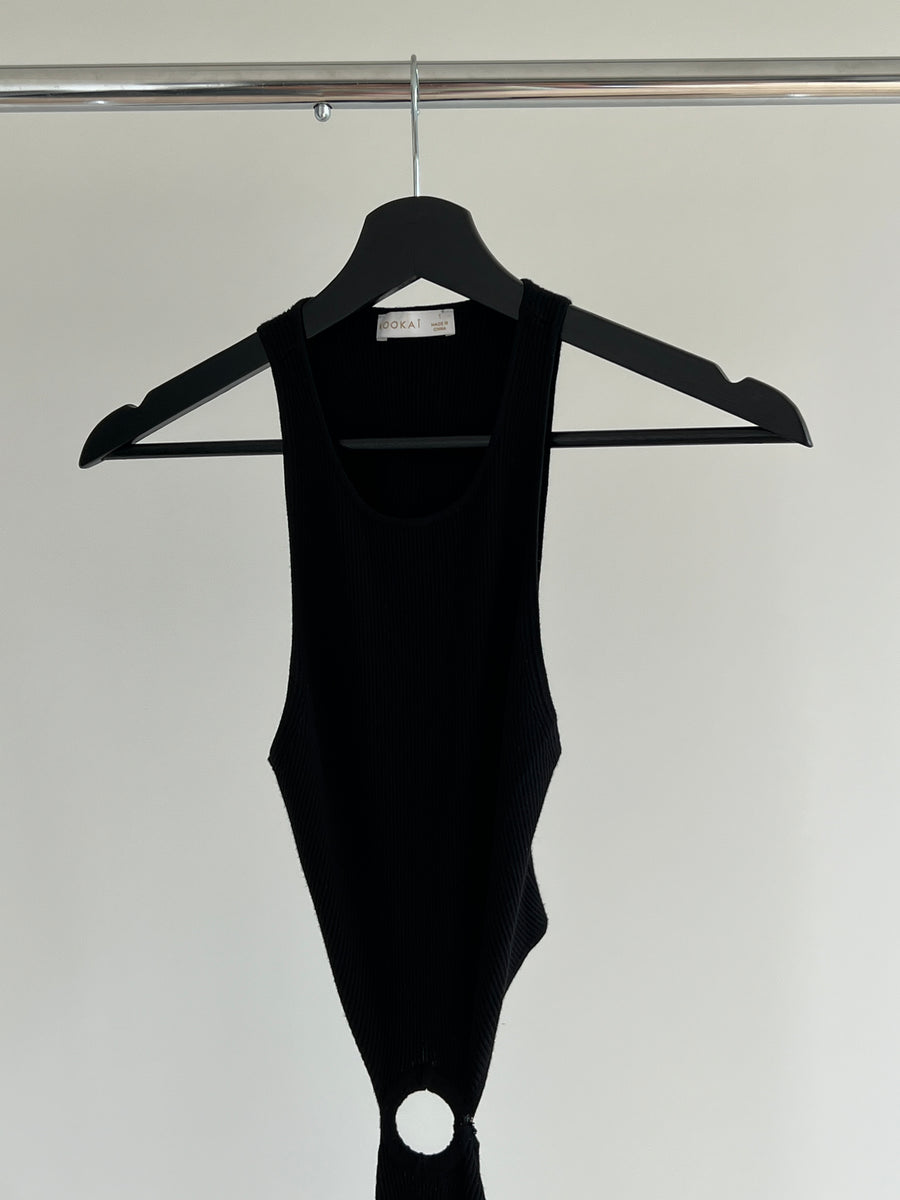 Kookai Black Ribbed Maxi Dress - Kookai 1/AU 10