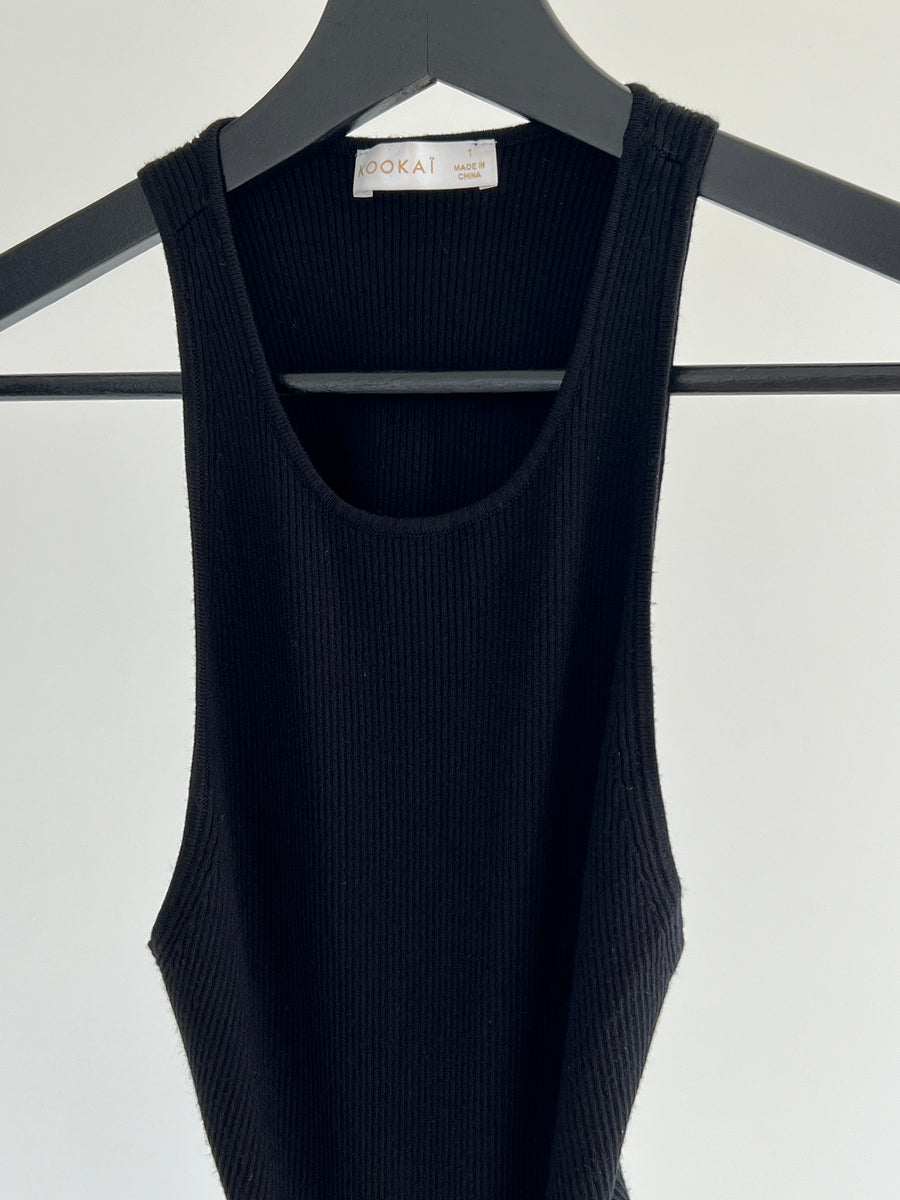 Kookai Black Ribbed Maxi Dress - Kookai 1/AU 10
