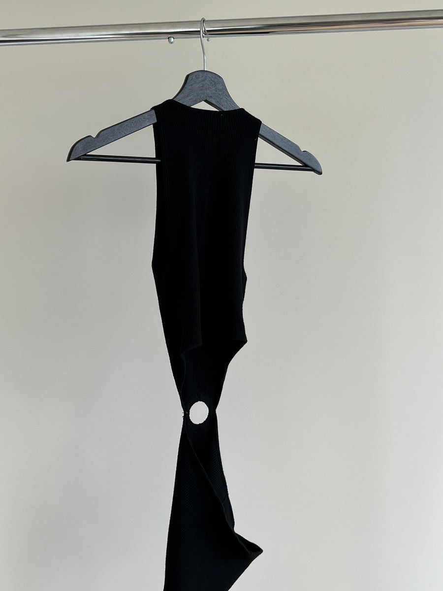 Kookai Black Ribbed Maxi Dress - Kookai 1/AU 10