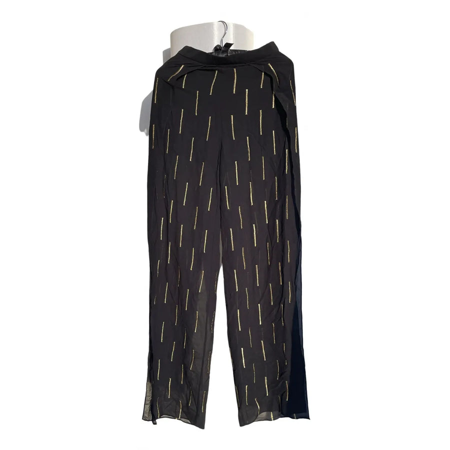 Sass & Bide Black Golden Mesh Silk Pants - Size AU 8