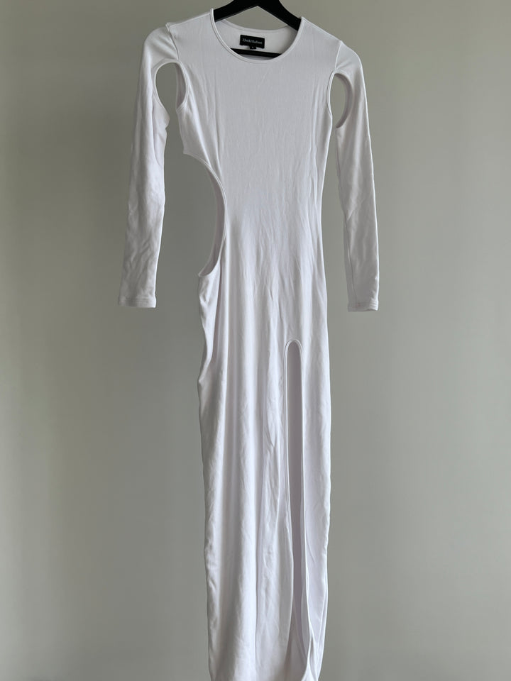 23rd & Madison White Ace Ribbed Long Sleeve Maxi Dress - S