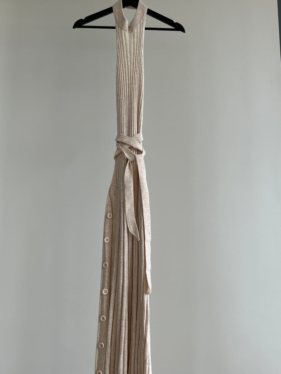 Michael Costello x Revolve Soft Pink Side Button Ribbed Maxi Dress - XXS