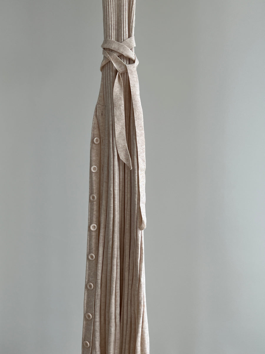 Michael Costello x Revolve Soft Pink Side Button Ribbed Maxi Dress - XXS