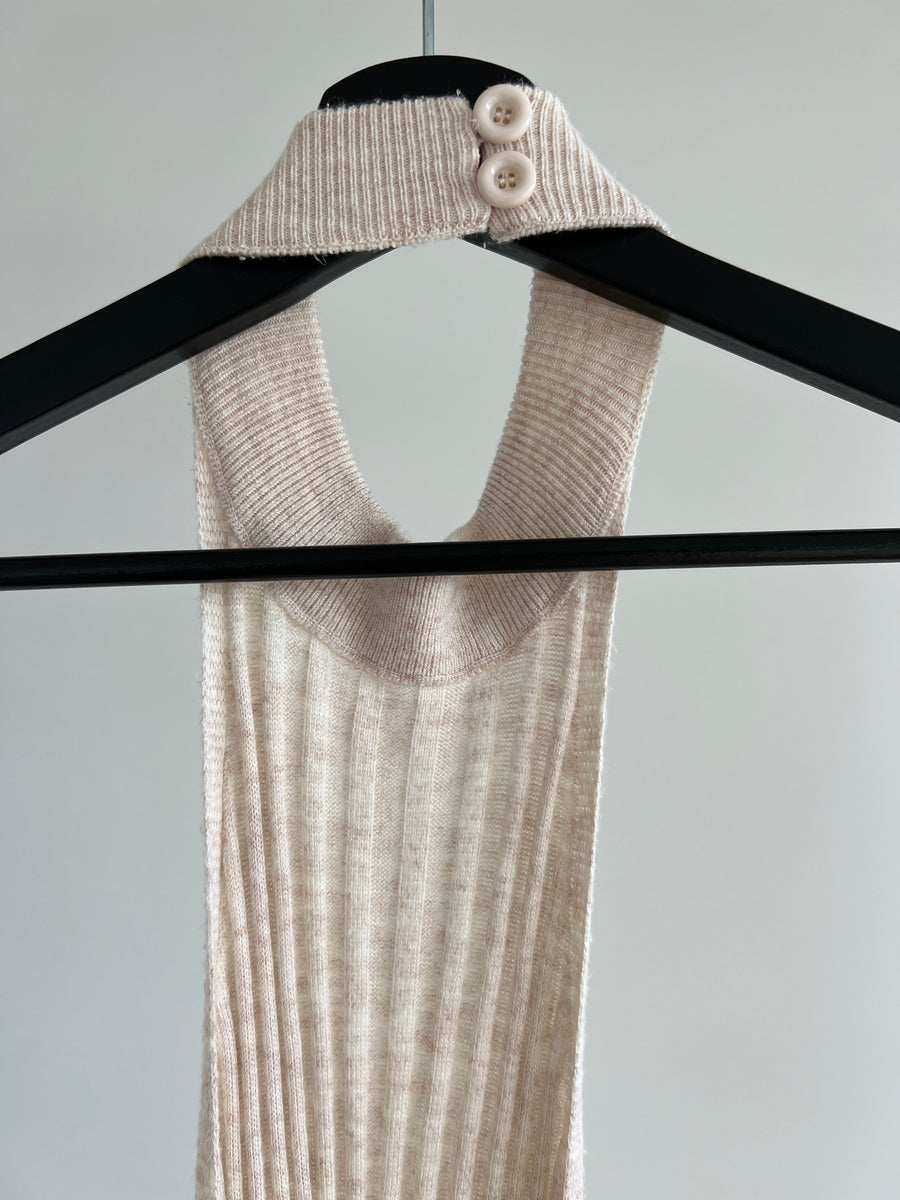 Michael Costello x Revolve Soft Pink Side Button Ribbed Maxi Dress - XXS