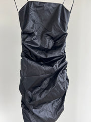 Glassons Black Strapless Ruched Satin Mini Dress - AU 6