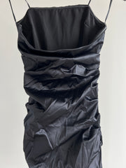 Glassons Black Strapless Ruched Satin Mini Dress - AU 6