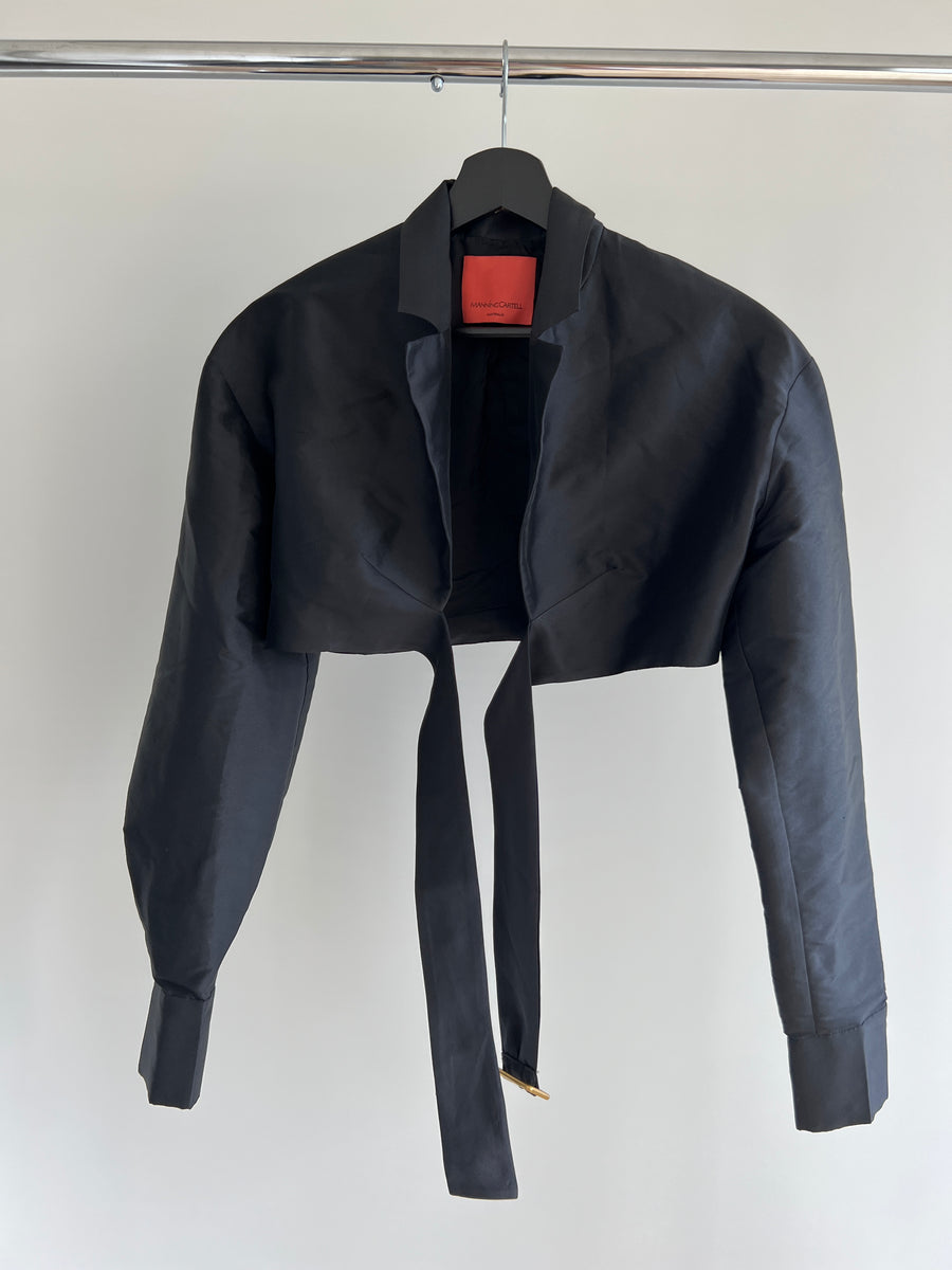 Manning Cartell Exclusive Sample Black Crop Blazer with Belt - S/XS